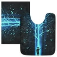 thumbnail image 7 of Yayeee Bath Rugs for Bathroom Floor Set of 2 Non Slip Fluffy Soft Absorbent Mat, Blue Tree, 7 of 7
