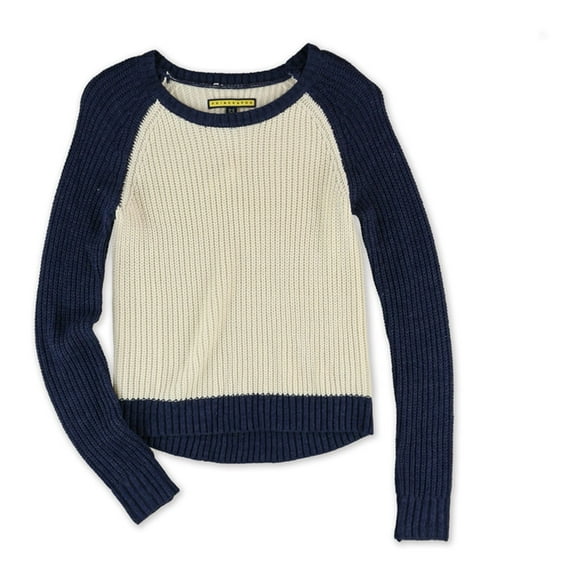 Aeropostale Womens Baseball Popover Pullover Sweater, Off-White, X-Small