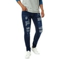 thumbnail image 2 of Douhoow Men Skinny Ripped Jeans Mid Waist Slim Fit Denim Trousers Hip Hop Pants, 2 of 8