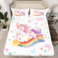 thumbnail image 2 of Manfei Dreamy Unicorn Bed Sheets Twin, Fairy Tale Twin Sheet Sets, Cartoon Butterfly Stars Bedding Sets Twin Size, Lightweight Bedroom Decoration, 3pcs, 2 of 7