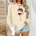 thumbnail image 2 of CheerKidz Women's Christmas Print Sweatshirt - Long Sleeve Round Neck Loose Blouse Holiday Themed T-Shirt Style Soft Winter Party Casual Top(Beige,S), 2 of 4
