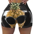 thumbnail image 2 of Fotbe Pineapple With Black Glasses Shorts Sin Costuras – Shorts Deportivos de Cintura Alta para Mujer, Elásticos para Gimnasio, Yoga, Running o Ciclismo-Large, 2 of 8