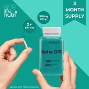 مكمل ألفا GPC Choline 300mg - 120 كبسولة نباتية | صنع في الولايات المتحدة الأمريكية | محسن معرفي Nootropic | يدعم وظيفة الذاكرة والدماغ | يعزز التركيز والمزاج | 300 ملغ حبوب مسحوق نقية
