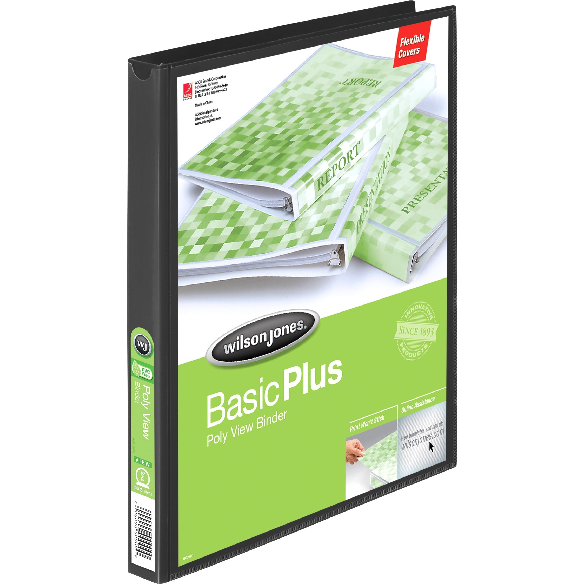 Wilson Jones Flex Poly View Binder, Black, 1 Each (Quantity)