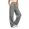 thumbnail image 6 of Jaunzuar Workout Pants Women Elastic Waist Drawstring Cargo Pants Gym Hiking Athletic Pants with Pockets L, 6 of 10