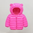 thumbnail image 3 of YYDGH Kids Toddler Baby Boys Girls Winter Coat Bear Hooded Light Puffer Padded Jacket Solid Zipper Windproof Outwear Snowsuit(Hot Pink,2-3 Years), 3 of 9