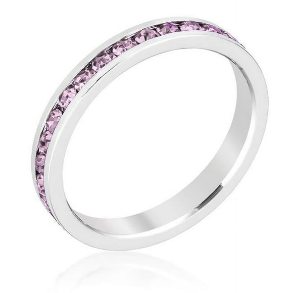 Precious Stars R01147R-V22-10 Precious Stars Rhodium Round-Cut Light Purple Swarovski Crystals Stackable Ring
