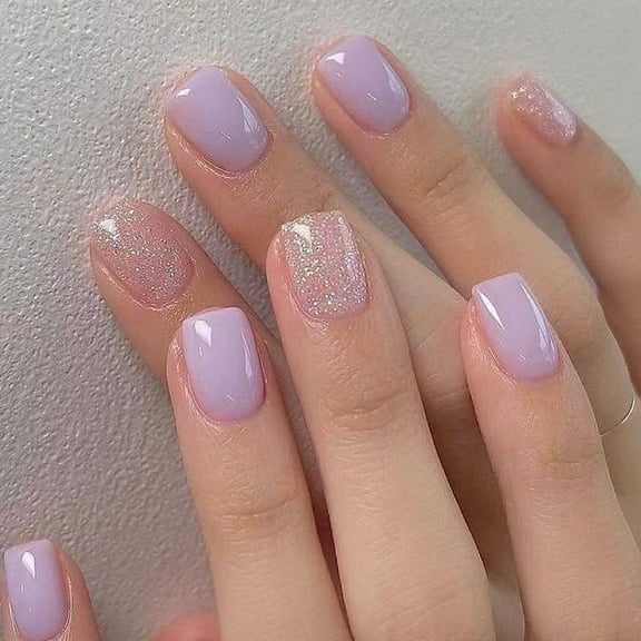 Delicate Purplee Blossom Press On Nails Fake Nails Easy To Apply For Work Or Event