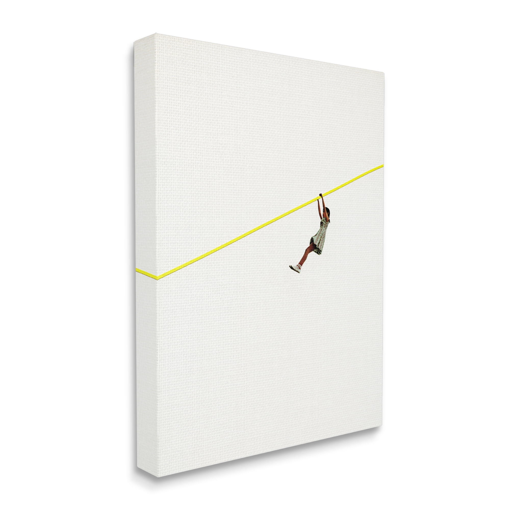 Stupell Industries Modern Zipline Person Minimal Yellow Line Design Canvas Wall Art, 16 x 20, Design by Cassia Beck
