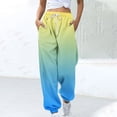 thumbnail image 2 of Sexlip Womens Rainbow Ombre Print High Waist Loose Drapey Wide Leg Pants Bold Stylish Summer Beach Outfit Blue S, 2 of 5
