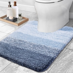 Buganda U-Shaped Toilet Bath Mat, 20"W x 24"L, Blue