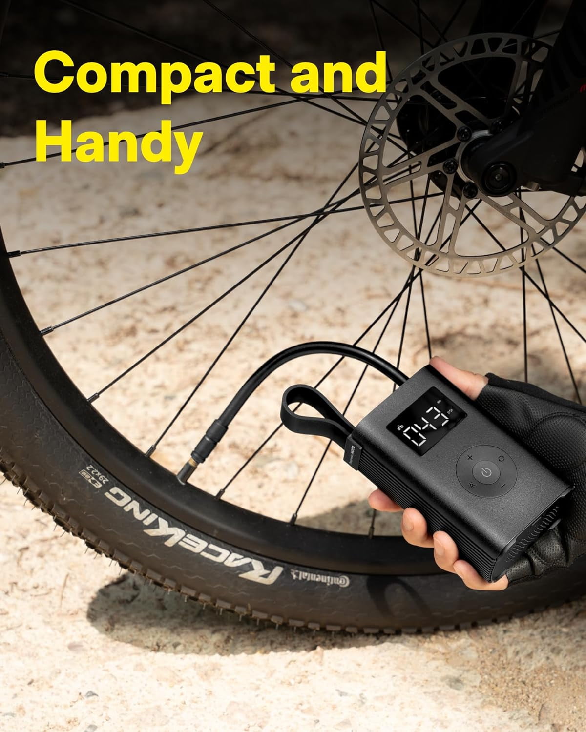 HOTO Adv Portable Air Compressor & Tire Inflator, 150 Psi Digital Gauge, Auto Shut-Off for Car, Bike, Motorcycle & Sports Balls