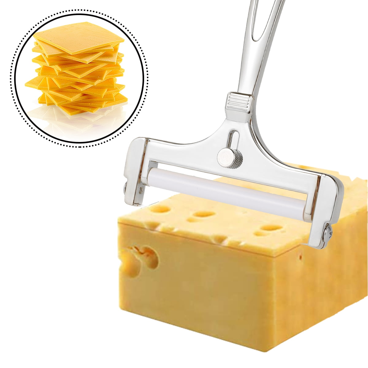 Austok Stainless Steel Cheese Slicer,Adjustable Thickness Heavy Duty