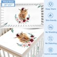thumbnail image 3 of Kainsy Floral Highland Cow Crib Bedding Set, 3 Pcs Baby Girl Nursery Set with Flannel Blanket, Fitted Sheet, Nursing Pillow Cover, 60x80inch, 3 of 5
