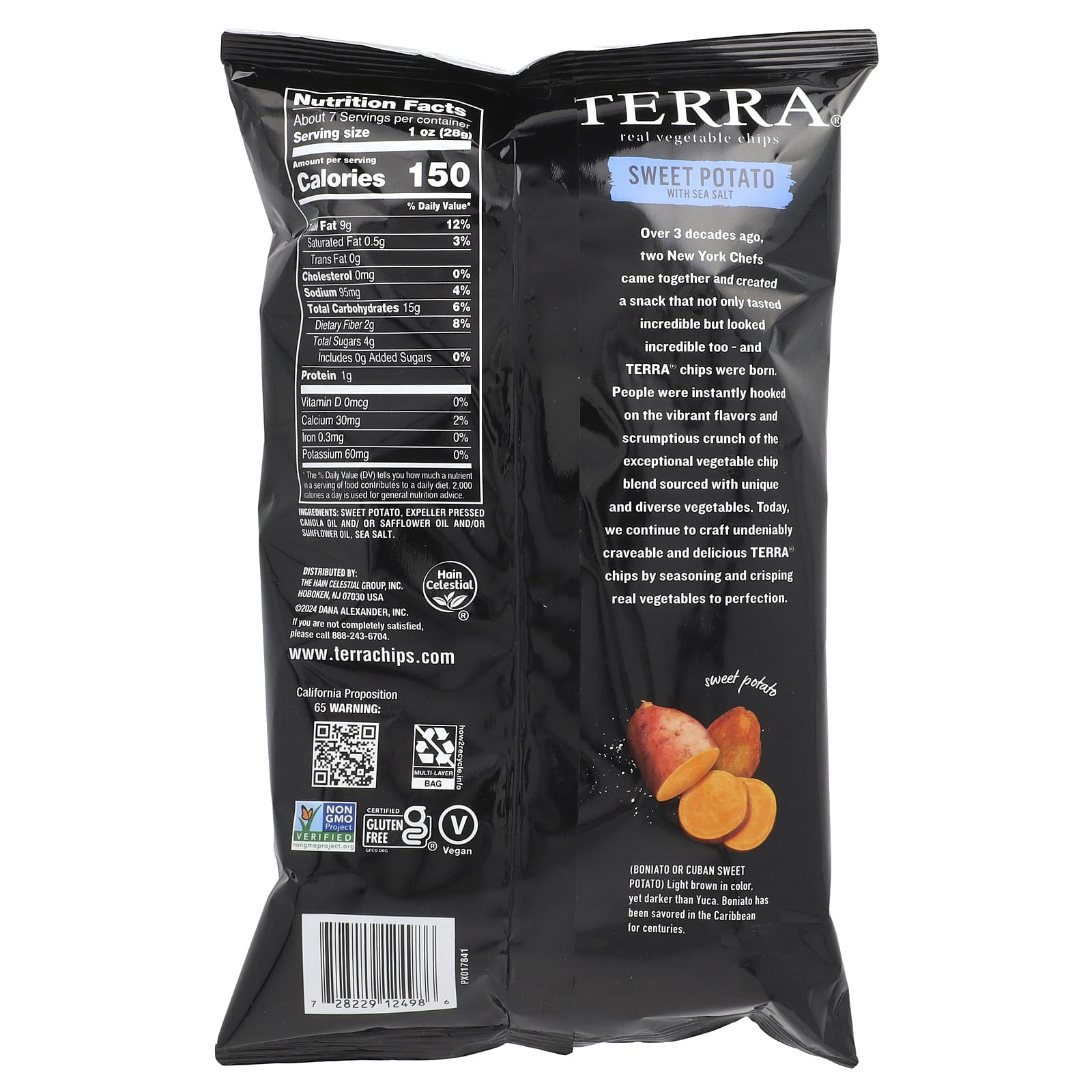 Terra, Real Vegetable Chips, Sweet Potato With Sea Salt, 6.8 oz Pack of 2