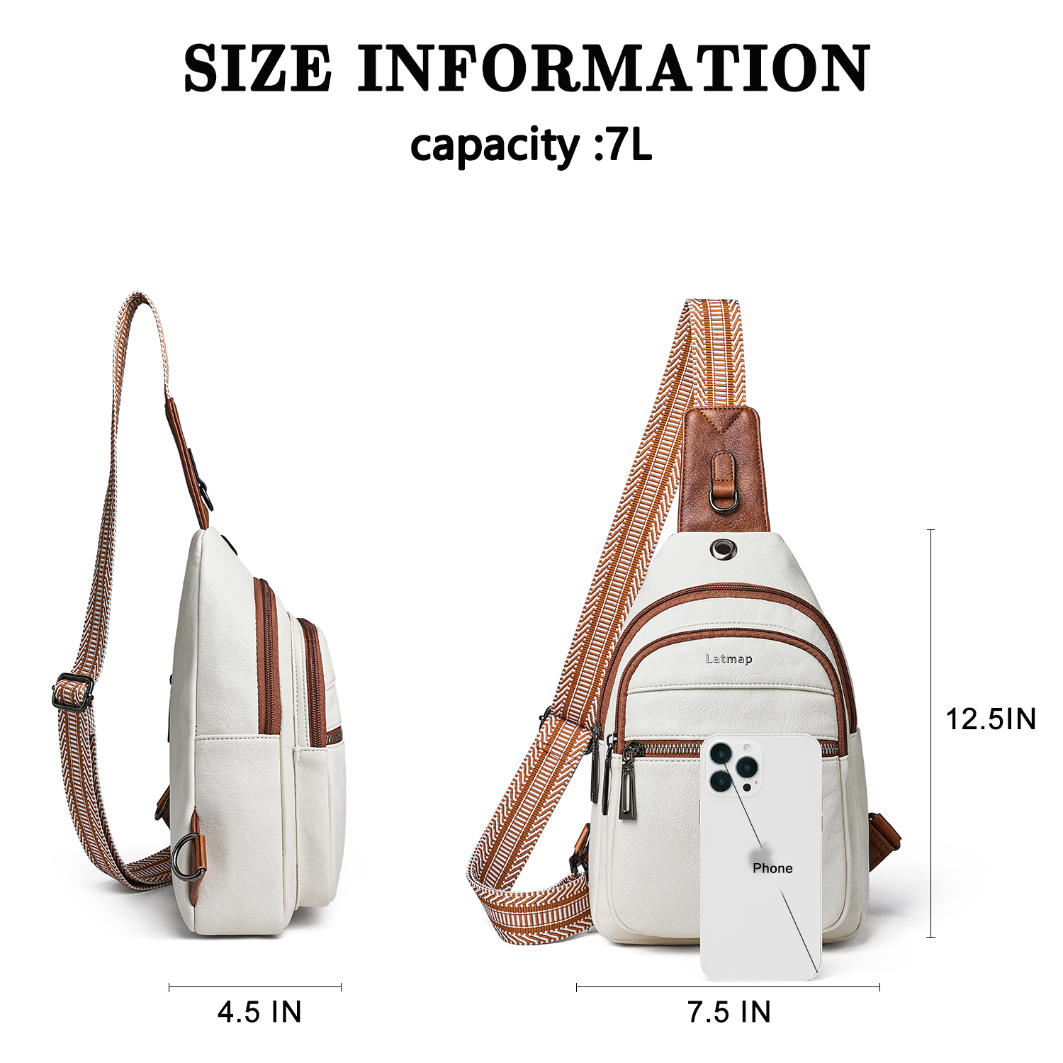 LATMAP Crossbody Sling Bag for Women&Men, Adjustable Straps,  Suitable for travel and as a gift, Beige