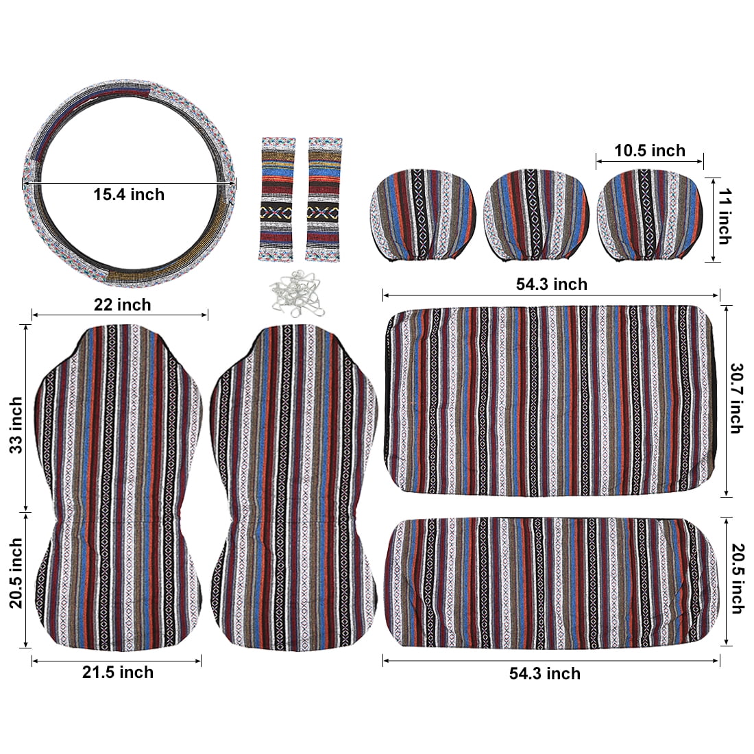 REGALWOVEN 10pcs Universal Car Blanket Durable Bucket Seat Cover Protector Multicolor