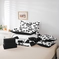 thumbnail image 6 of Feelyou Leopard Print Letter Twin Bedding Sets 7-Piece, Fashion Bowknot Monogrammed S Bedding Comforter Set, Cool Girl Ribbon Reversible Sheet Sets, Ultra Soft Bedroom Decor, 6 of 8