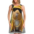 thumbnail image 1 of Xecao Style Heavy Metal Cochon d'Inde pour Robes d'Été pour Femmes Robes Décontractées de Plage Robes Sans Manches T-Shirt Robe Évasée avec Poches, 1 of 7
