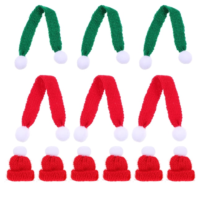 12 unids encantadora decoración de punto adorno navidad mini navidad artesanía para botella