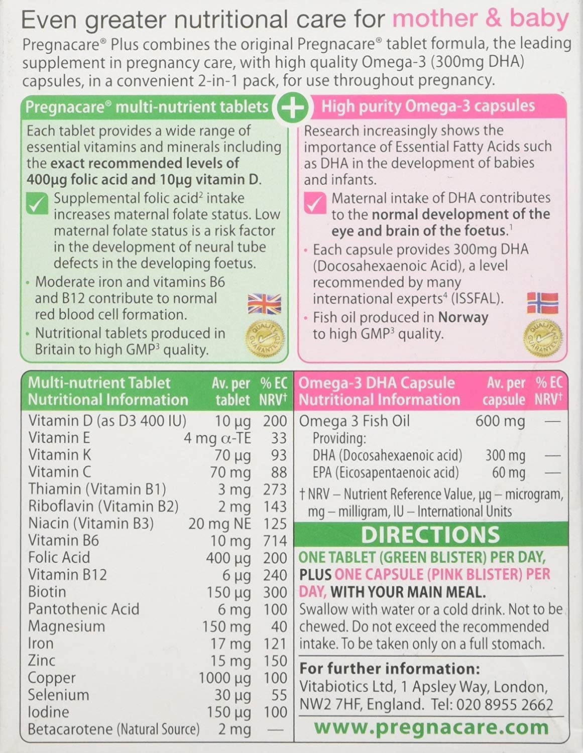 Vitabiotics Pregnacare Plus 56 Cap Pack Of 3 Walmart Com