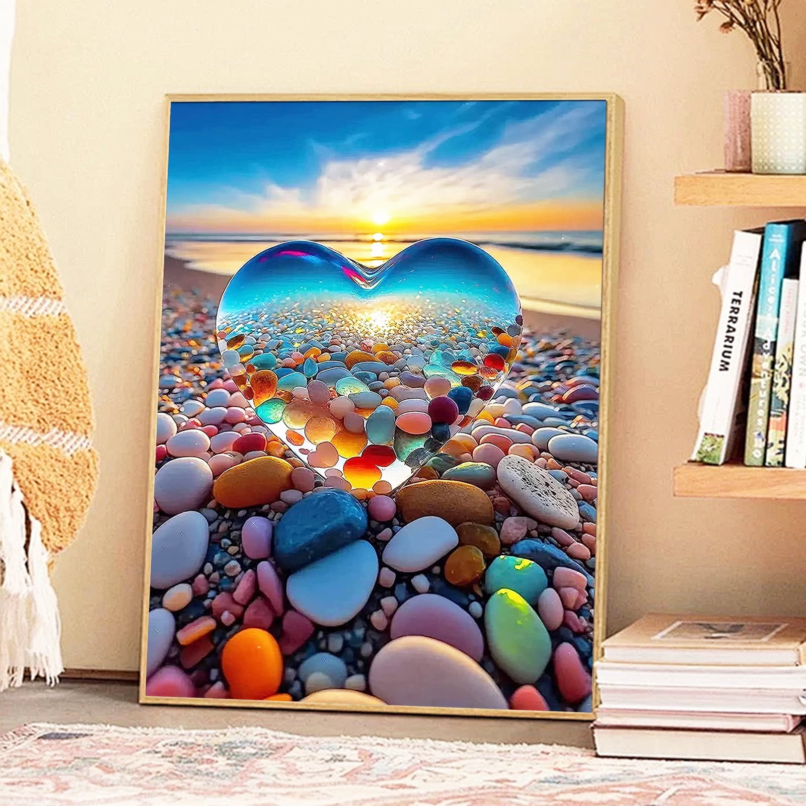 JYLMOOD Paint by Numbers for Adults Kits, DIY Seaside Love Easy Painting by Numbers for Gift Home Wall Decoration 16x20in without Frame)
