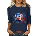 thumbnail image 2 of Dazajoo American Flag Shirts 4th of July Women Vintage USA Patriotic Shirt Summer Casual Round Neck 3/4 Sleeves T-Shirt Tops Blouse for Women 2024,Navy,XXL, 2 of 6