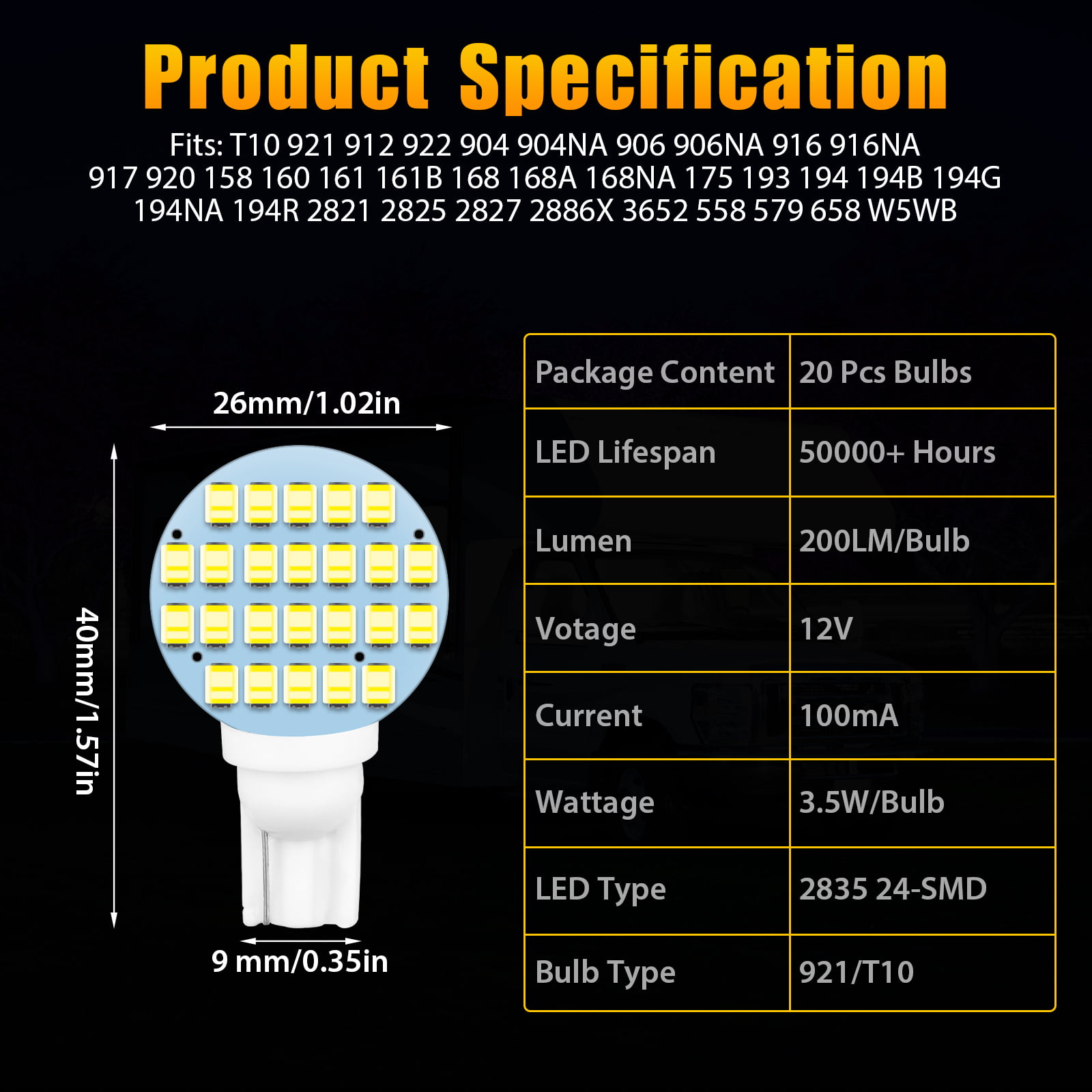 Ets Stecker  Ampoule T10 24V LED Husqvarna & Pfaff