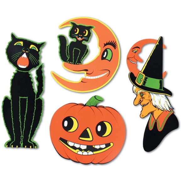 48 Pack Bulk Vintage Halloween Packaged Cutouts