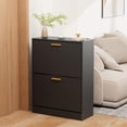 thumbnail image 3 of JOZZBY Shoe Cabinet Storage for Entryway, Slim Black Hidden Shoe Organizer Cabinet with 2 Flip Drawers, Wooden Narrow Shoe Rack with 2 Tier Freestanding for Hallway, Living Room C55, 3 of 3