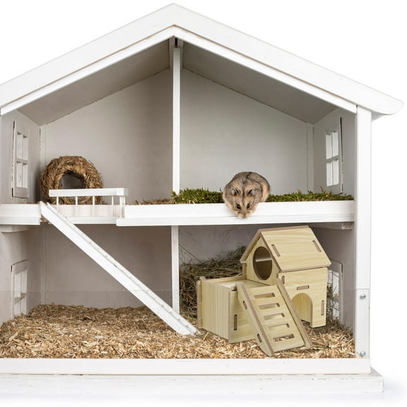 ELAYARD Sturdy Khaki Wooden Hamster House for Cozy Rest and Relaxation