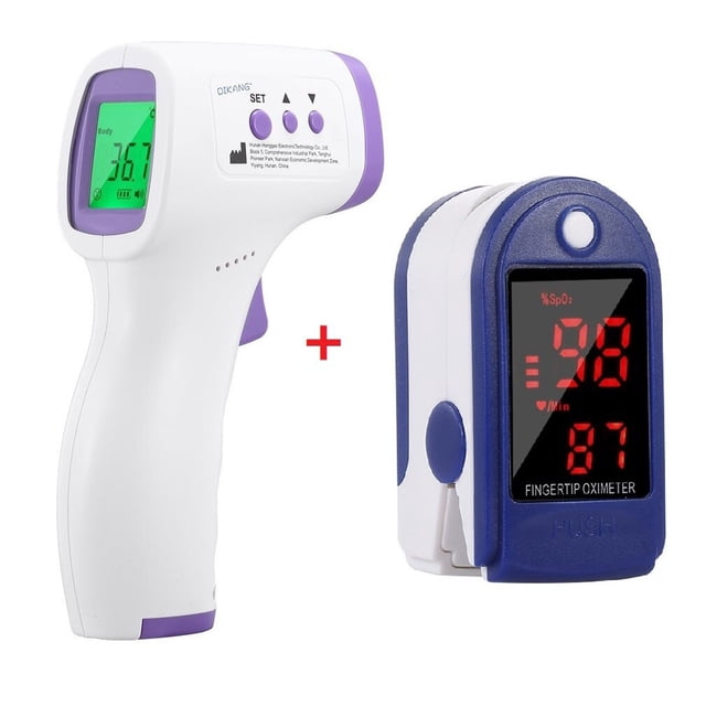 Oxímetro de pulso Digital portátil para dedo, Monitor de frecuencia cardíaca Spo2 PR, medidor de saturación de oxígeno en sangre, termómetro corporal