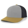 thumbnail image 2 of Pacific Headwear Trucker Snapback Cap 104C Heather Grey/Lt Charcoal/Amber Gold Os, 2 of 8