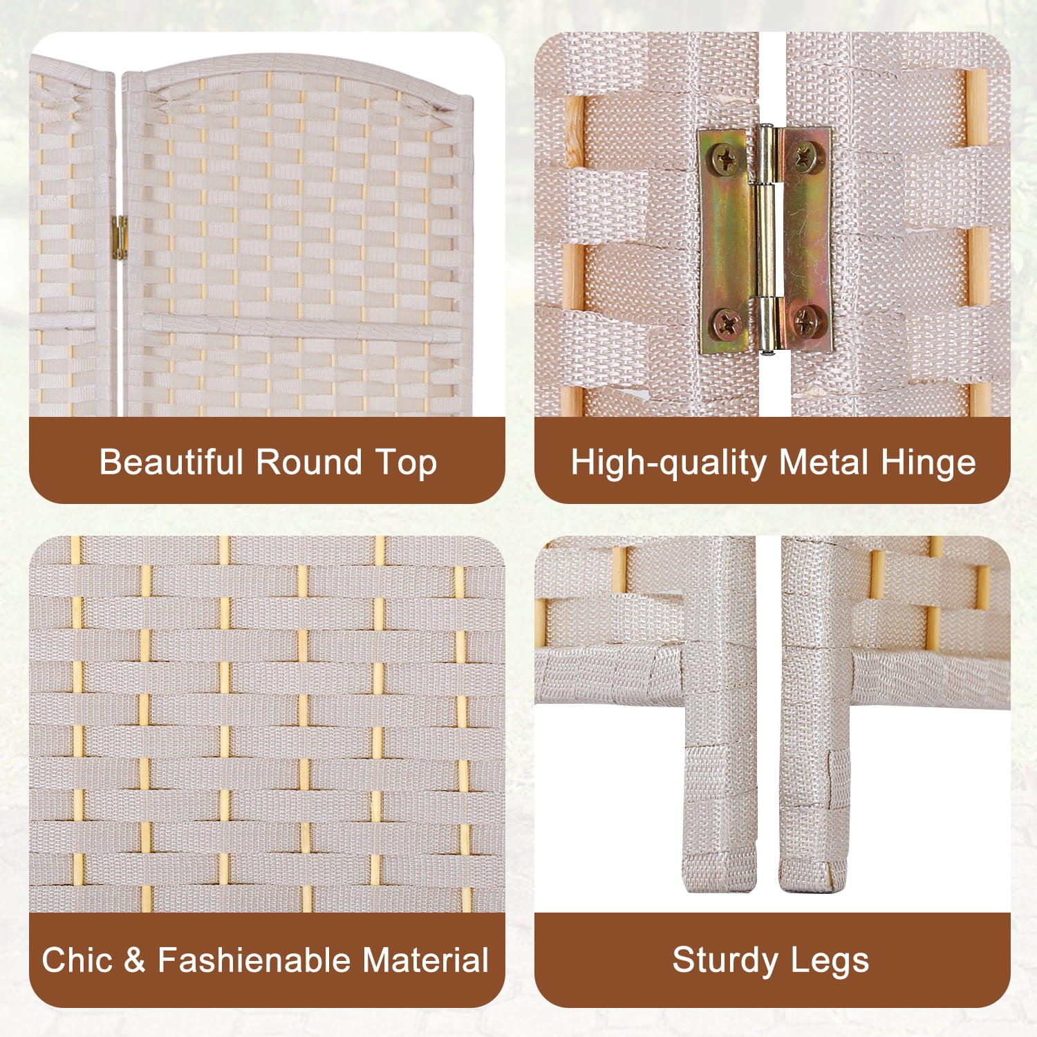 6 Panel Room Divider Folding Privacy Screen 5.57 FT Tall Partition Room Separator   Freestanding Wall Divider, Beige