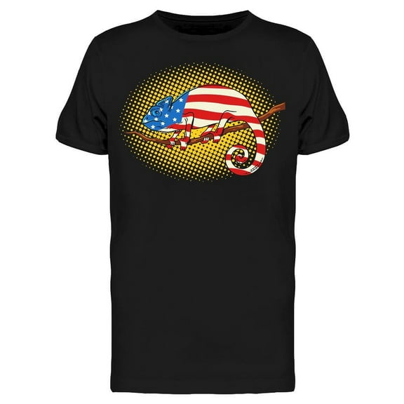 Chameleon Usa Flag T-Shirt Men -Image by Shutterstock, Male x-Large