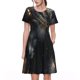 thumbnail image 1 of Fotbe Black And Gold White Horse Vestido Largo de Moda para Mujer, Vestido Tipo Camiseta con Manga Corta y Estilo Casual a Rayas y Bloques de Color, 1 of 6