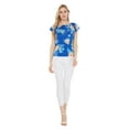 thumbnail image 5 of Women's Hawaiian Off-Shoulder Ruffle Muumuu Top in Hibiscus Blue L, 5 of 5