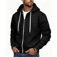 thumbnail image 6 of BVOFAR Mens Zip up Hoodie Casual Hooded Sweatshirt Long Sleeve Jacket Loose Fit Drawstring Athletic Jackets Black XXL, 6 of 7
