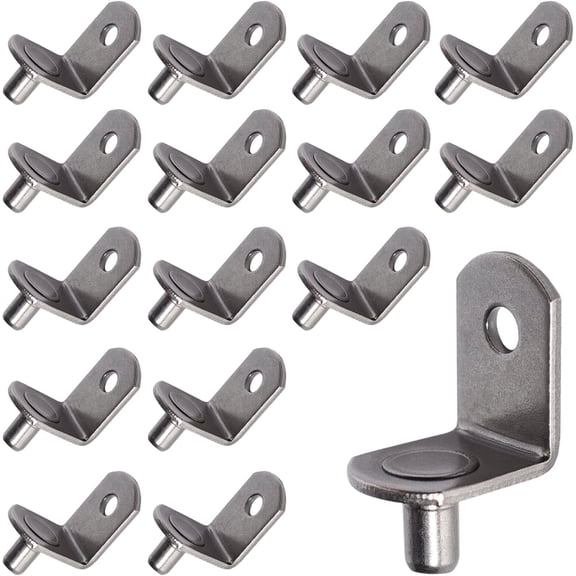 5mm Shelf Pegs L-Shaped Cabinet Support Pins Bracket Style Clips for Bookcase Kitchen Closet Shelves Holders,16 PCS Gun Metal