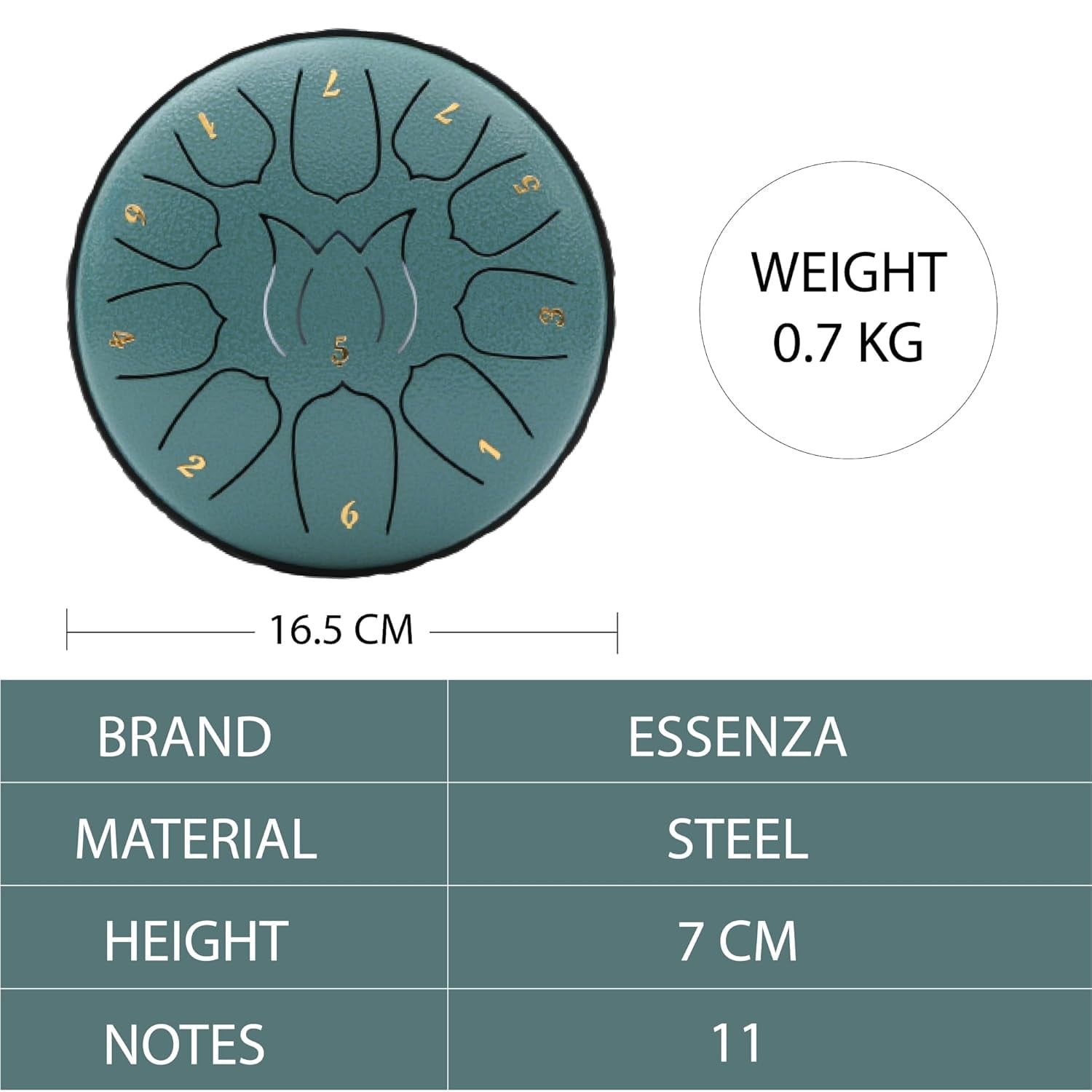6-Inch Alloy Steel Tongue Drum with 11 Notes in C Key, Handpan Percussion Instrument for Meditation, Yoga, Music Therapy – Includes Mallets, Picks, Travel Bag & Music Book