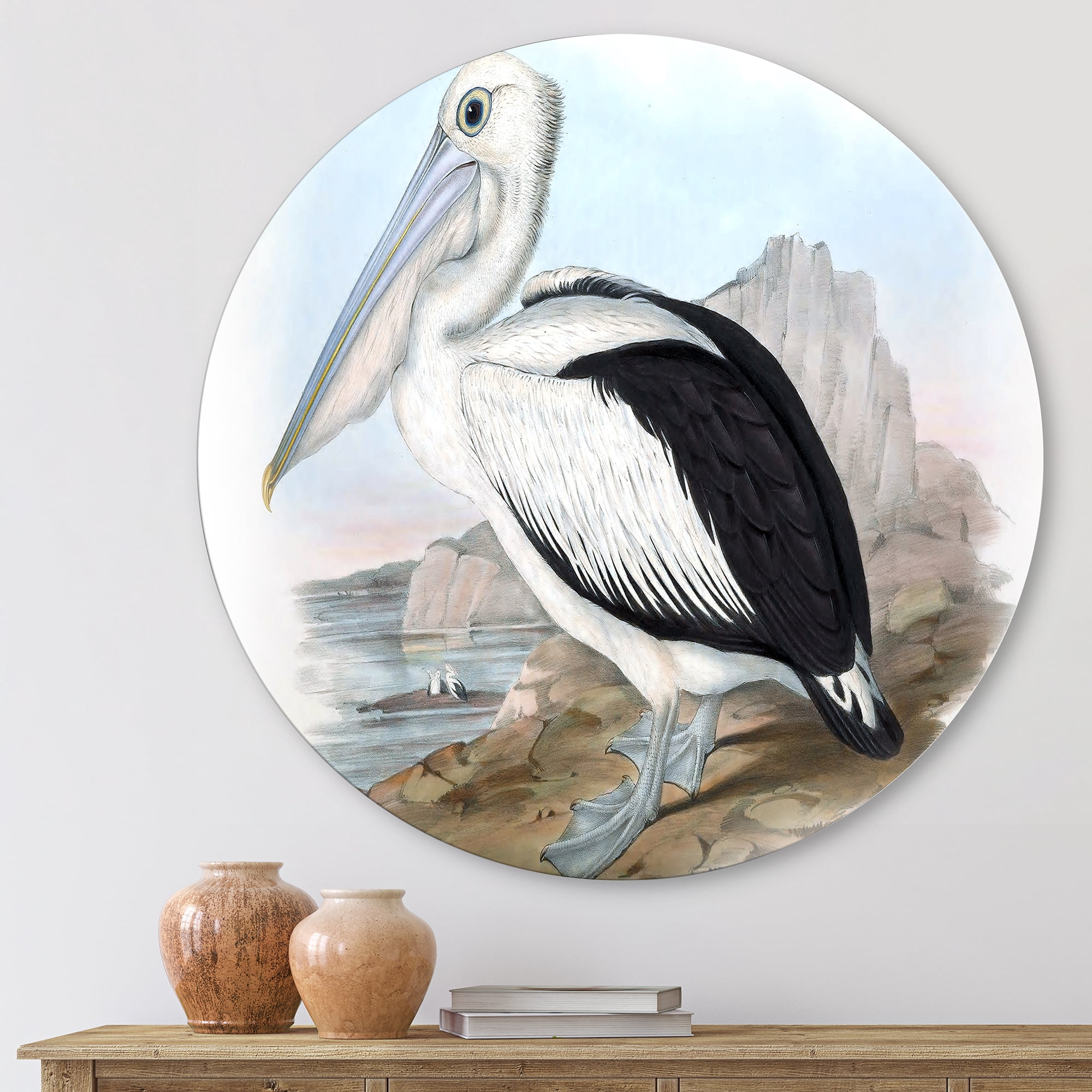 Designart 'Ancient Australian Birds VIII' Traditional Circle Metal Wall Art 23x23 - Disc of 23