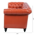 thumbnail image 5 of 84.65" PU Three Seater Sofa,High Quality Modern Classic Sofa,Rolled Arm Chesterfield Couches for Living Room,Orange, 5 of 7