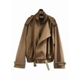 thumbnail image 2 of Suede Jacket for Women Fall Winter Cropped Y2k Oversized Faux Leather Blazer Jackets Light Brown S, 2 of 7