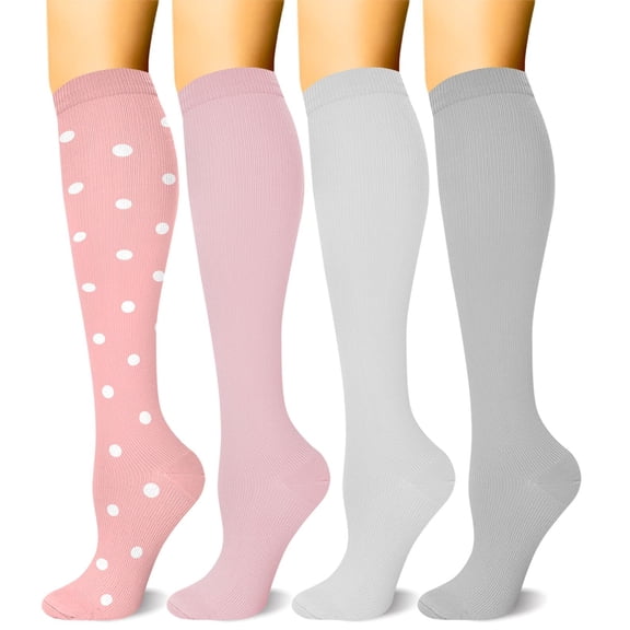 4 Pairs Copper Compression Socks for Women & Men Circulation 15-20 mmhg - Better Blood Flow, Swelling, Best Support for Medical, Running, Nursing