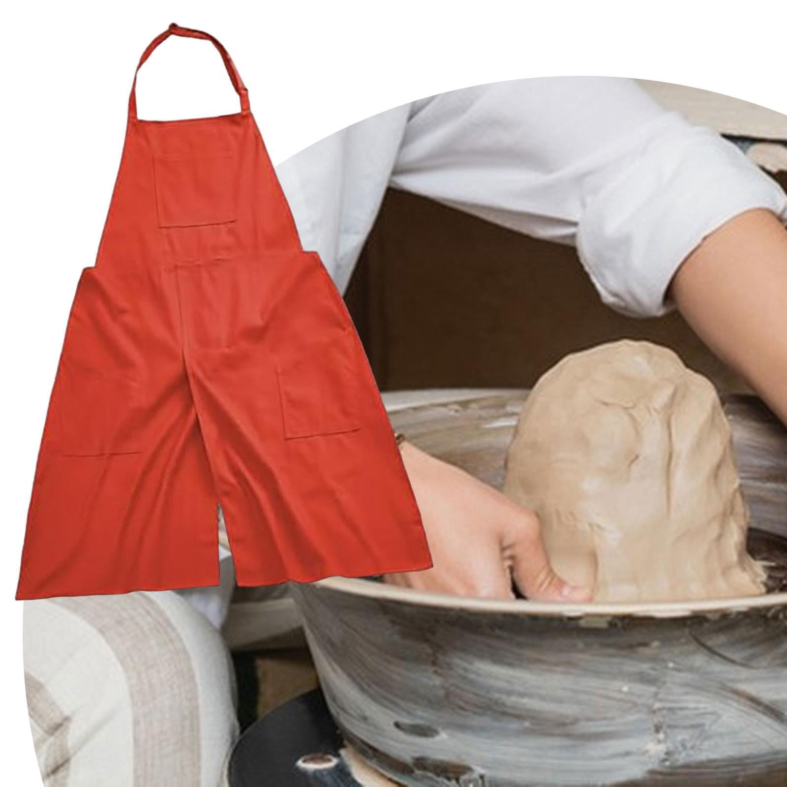 Fiocias Pottery Apron Split Leg Apron,Sturdy Multipurpose for Women Simple Ceramics Clay Orange