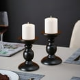 thumbnail image 6 of Iron Candlestick Holders, Black Metal Candle Holders for Decorative Pillar Candles, Rustic Farmhouse & Modern Home Decor for Wedding, Dining Table, Centerpiece, Fireplace Mantel Decor, 6 of 6