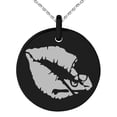 thumbnail image 1 of Stainless Steel Skull & Crossbones Kiss of Death Engraved Small Medallion Circle Charm Pendant Necklace, 1 of 1