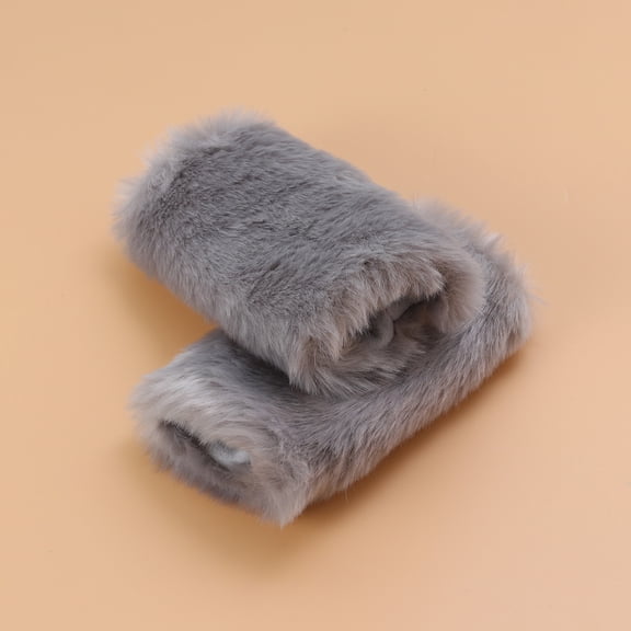 WRISTBIQUE Plush Fingerless Gloves Grey Breathable Warm for Outdoor Activities