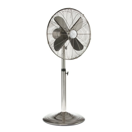 DecoBREEZE Pedestal Fan Adjustable Height 3-Speed Oscillating Fan, 16-Inch, Brushed Stainless