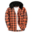 thumbnail image 5 of TKKCS Mens Hooded Plaid Flannel Shackets- Long Sleeve Daily Wear Button Down Buttons and Zipper Pockets Fall Winter Casual Shirt Jackets Orange Size 3XL, 5 of 9